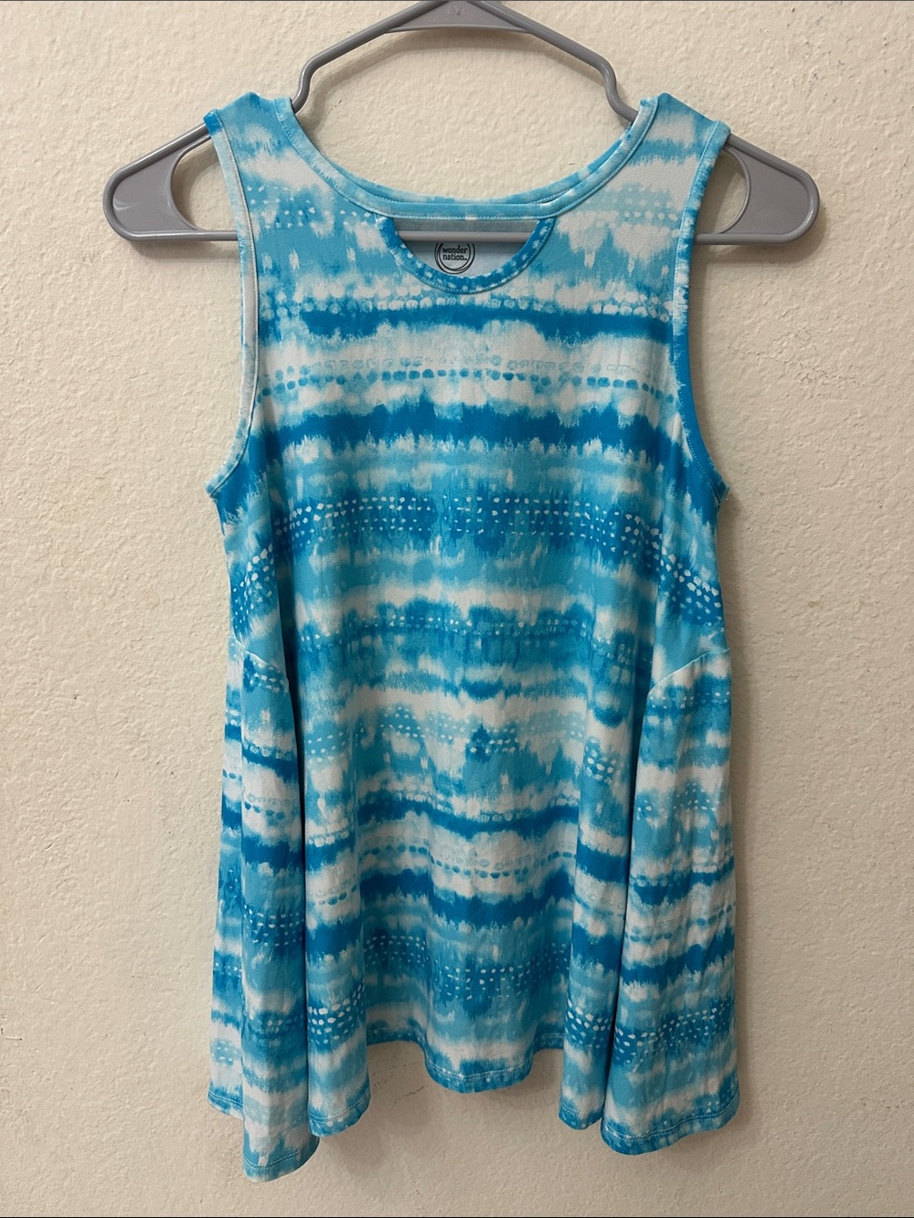 wonder nation Blue & White Tie-Dye Sleeveless Kids Top